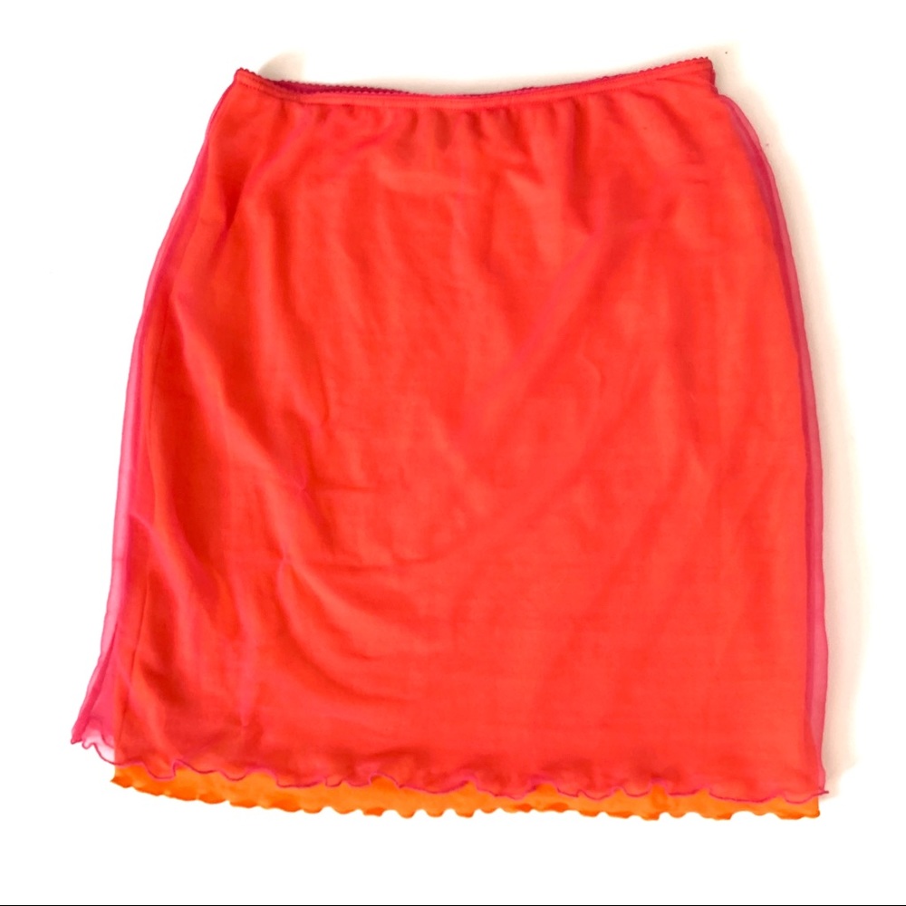 Guess Pink Mesh Orange Lining Straight Skirt SzM